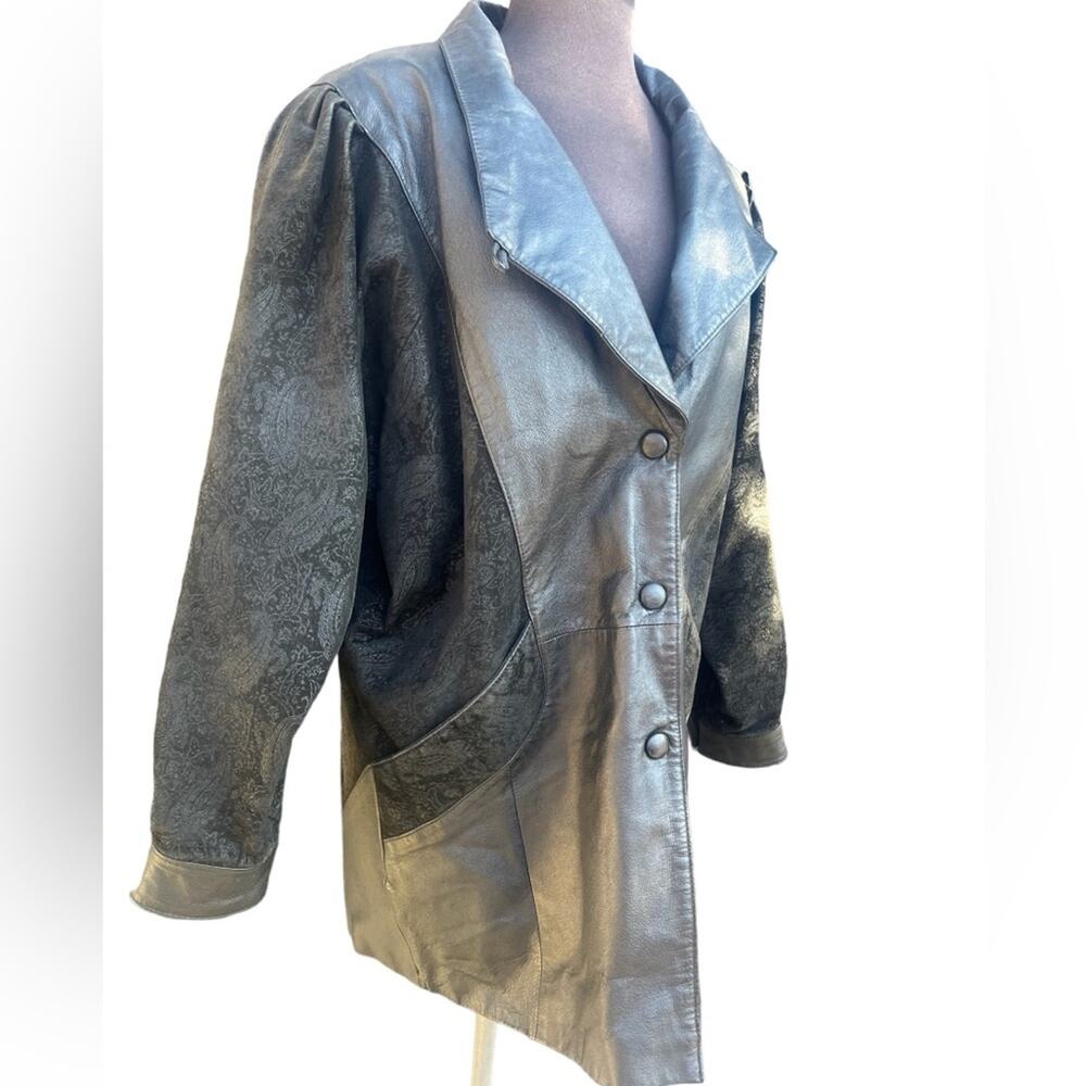 Vtg Wilsons Leather Oversized Black Suede Patchwork Coat Womens Sz M Baddie Edgy